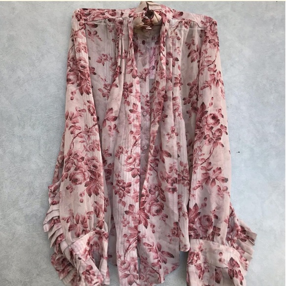 NWT Zimmermann Unbridled Tie Neck Blouse - Picture 7 of 8